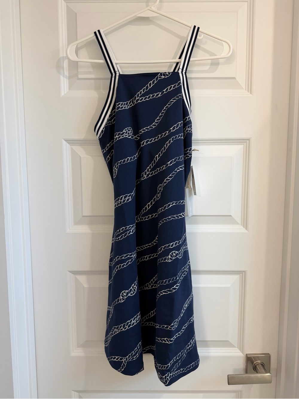 Daily Practice by Anthropologie Navy Rope-Print Strappy Activewear Dress